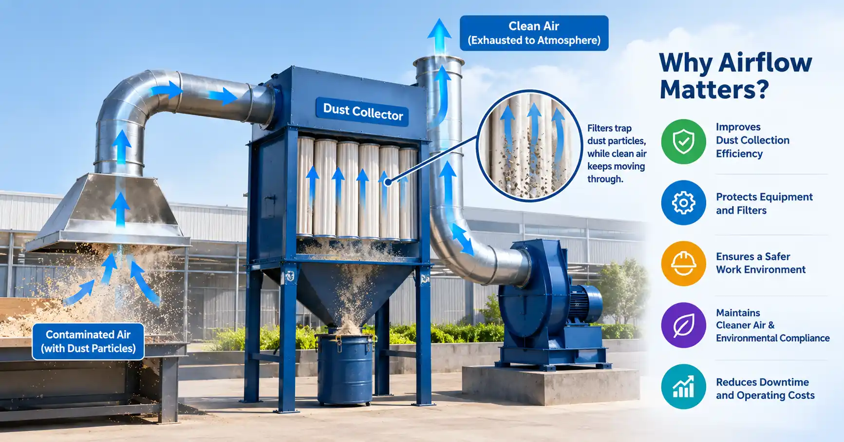 airflow in dust collection system
