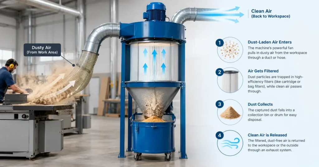 how does a dust collection system work