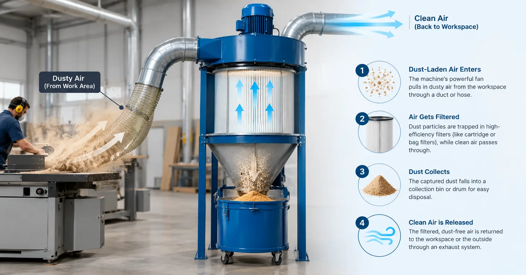 how does a dust collection system work